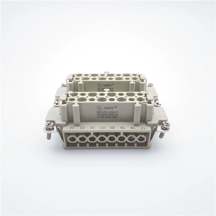 Conector de alimentación rectangular hembra de 32 pines para trabajo pesado