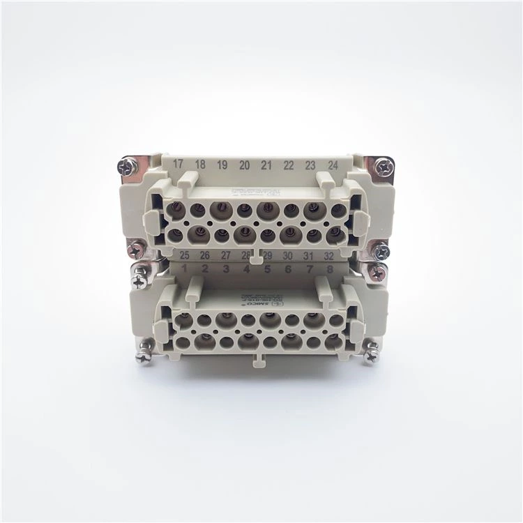 Conector de alimentación rectangular hembra de 32 pines para trabajo pesado