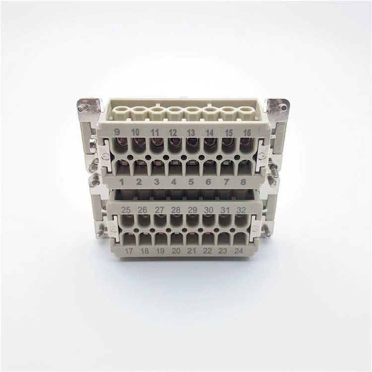 Conector de alimentación rectangular hembra de 32 pines para trabajo pesado