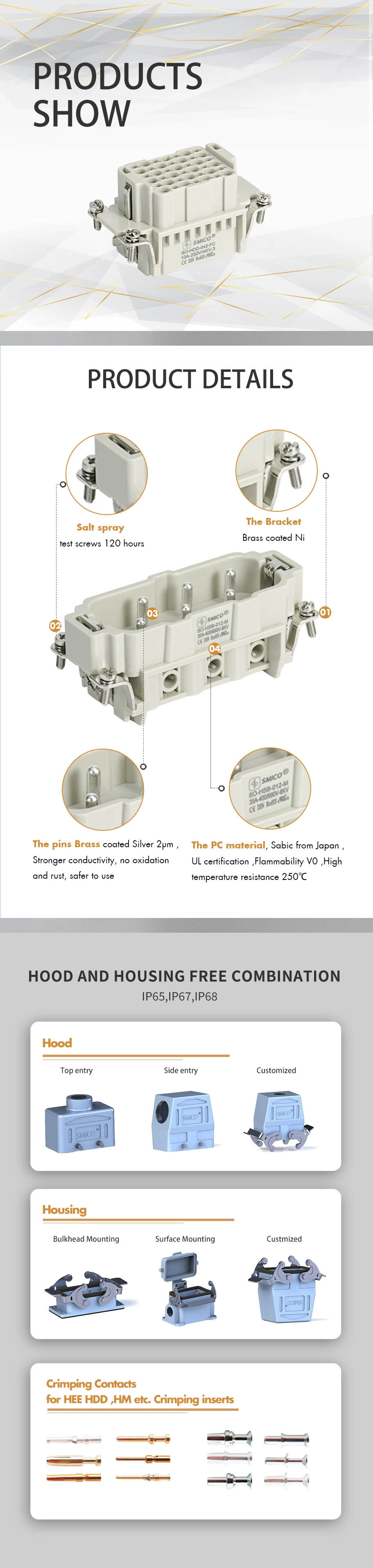 Conector de alta resistencia de 42 pines hembra multipin