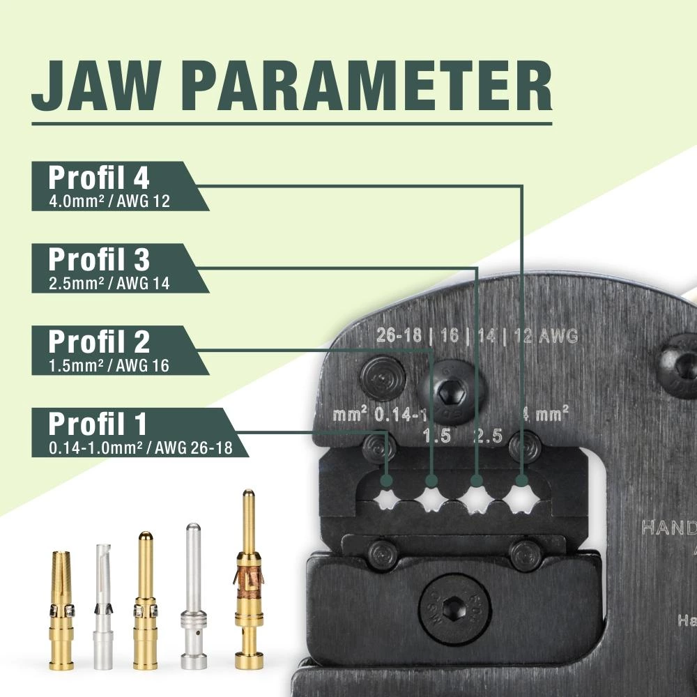 Herramienta de crimpado para conector HAN E de alta resistencia