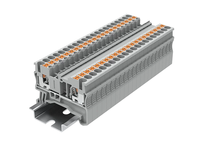 Conector de bloque de terminales para riel eléctrico