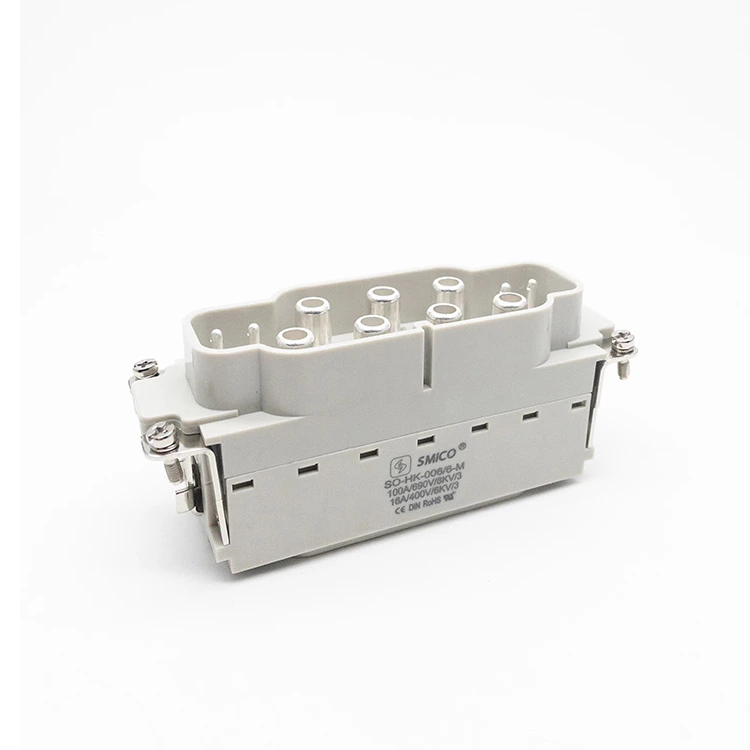 Conector de aviación de alta resistencia serie HK, 6 pines, 100 A y 6 pines, 16 A, insertos macho 09380122651