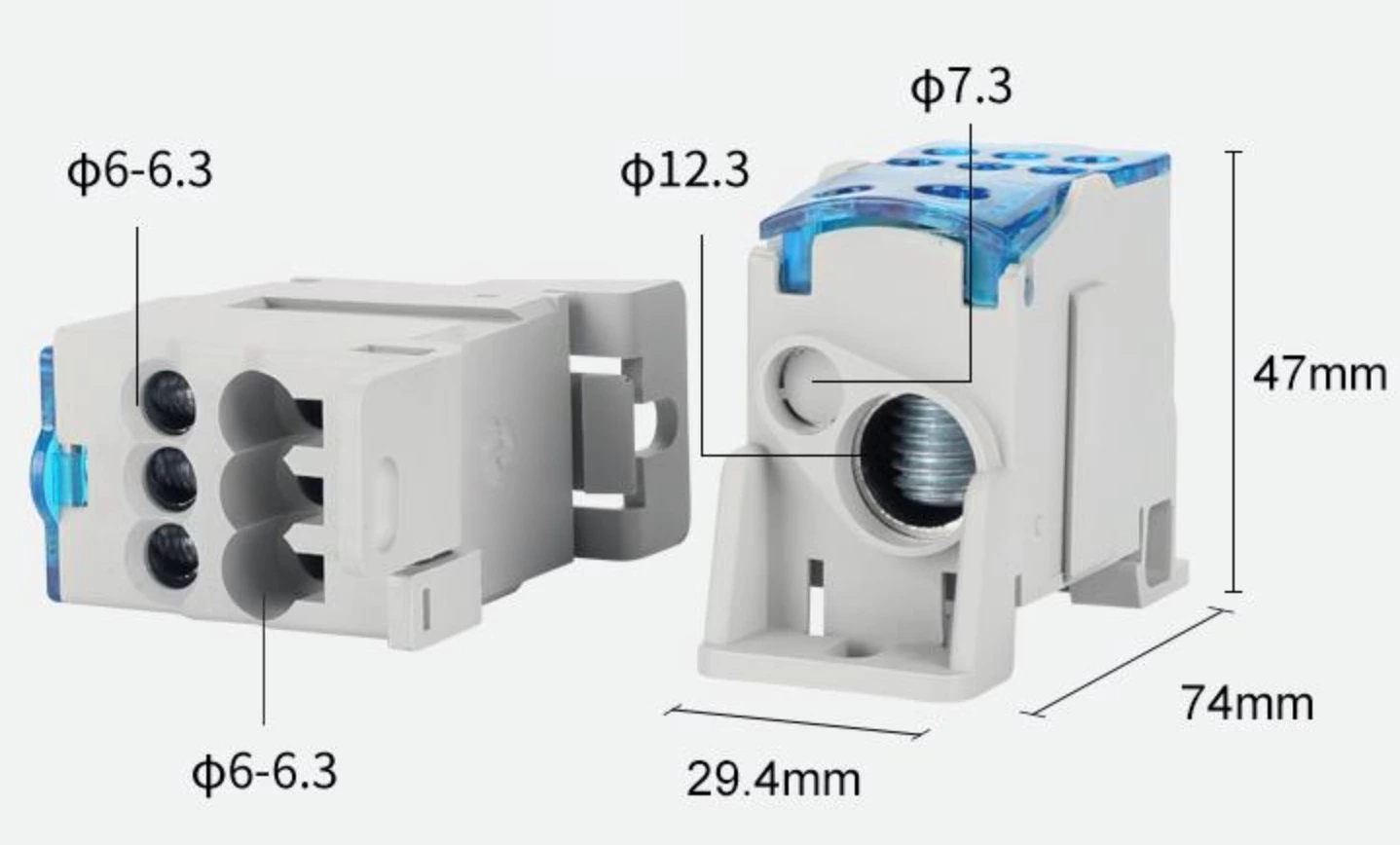 Bloque de terminales de cable de tornillo UKK 160A montado en riel
