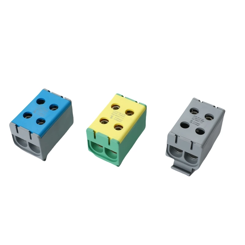 Bloques de terminales de distribución industrial de aluminio con conector de cable, rosca SOT5-50-2 para conector de Al/Cu, 2 x 50 mm²