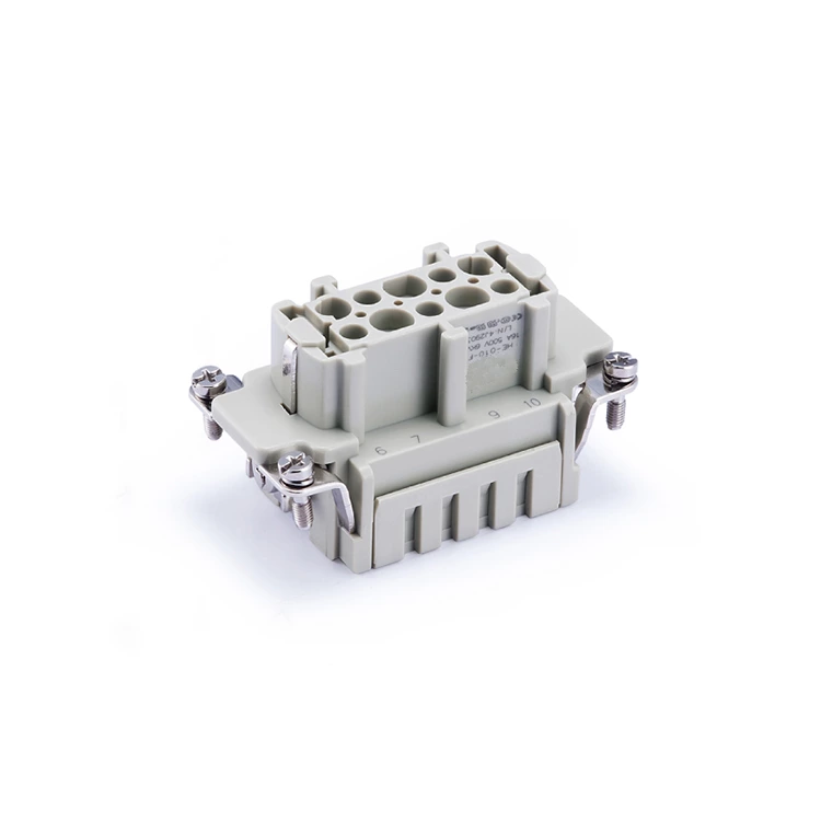 Conector rectangular HE-010-FC 16A 500V 09330102702 Terminal de crimpado con inserto hembra de 10 pines