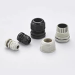 Prensaestopas de nailon de plástico, rosca métrica, resistente al agua, color blanco y negro