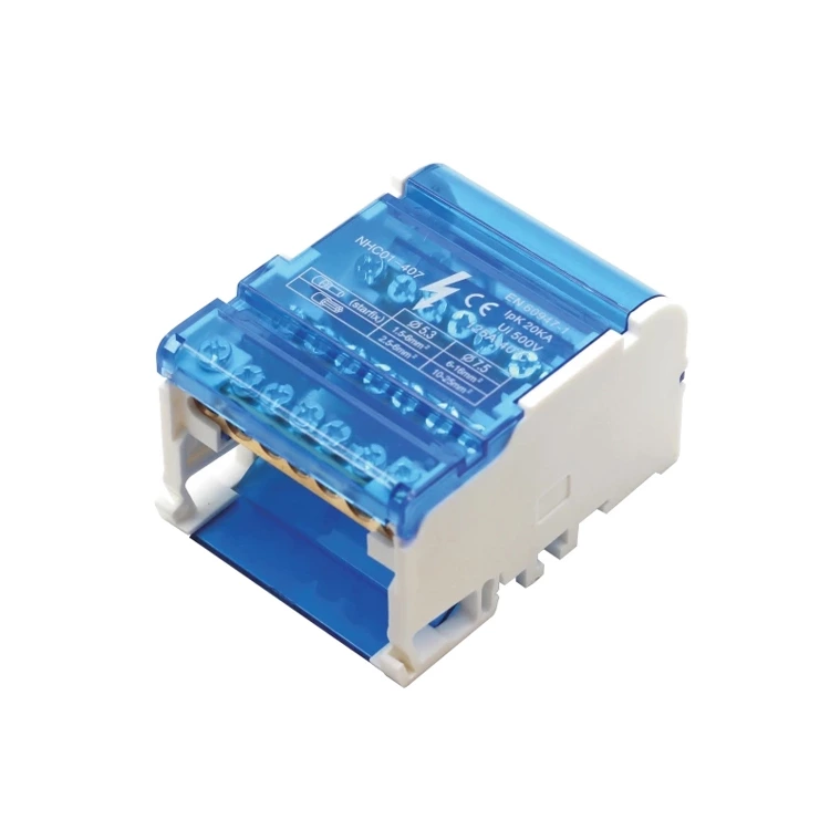 UKK407/125 125A 500V Terminal de riel DIN de 4 vías Barra de cobre Bloques distribuidores de energía PA Caja de cable