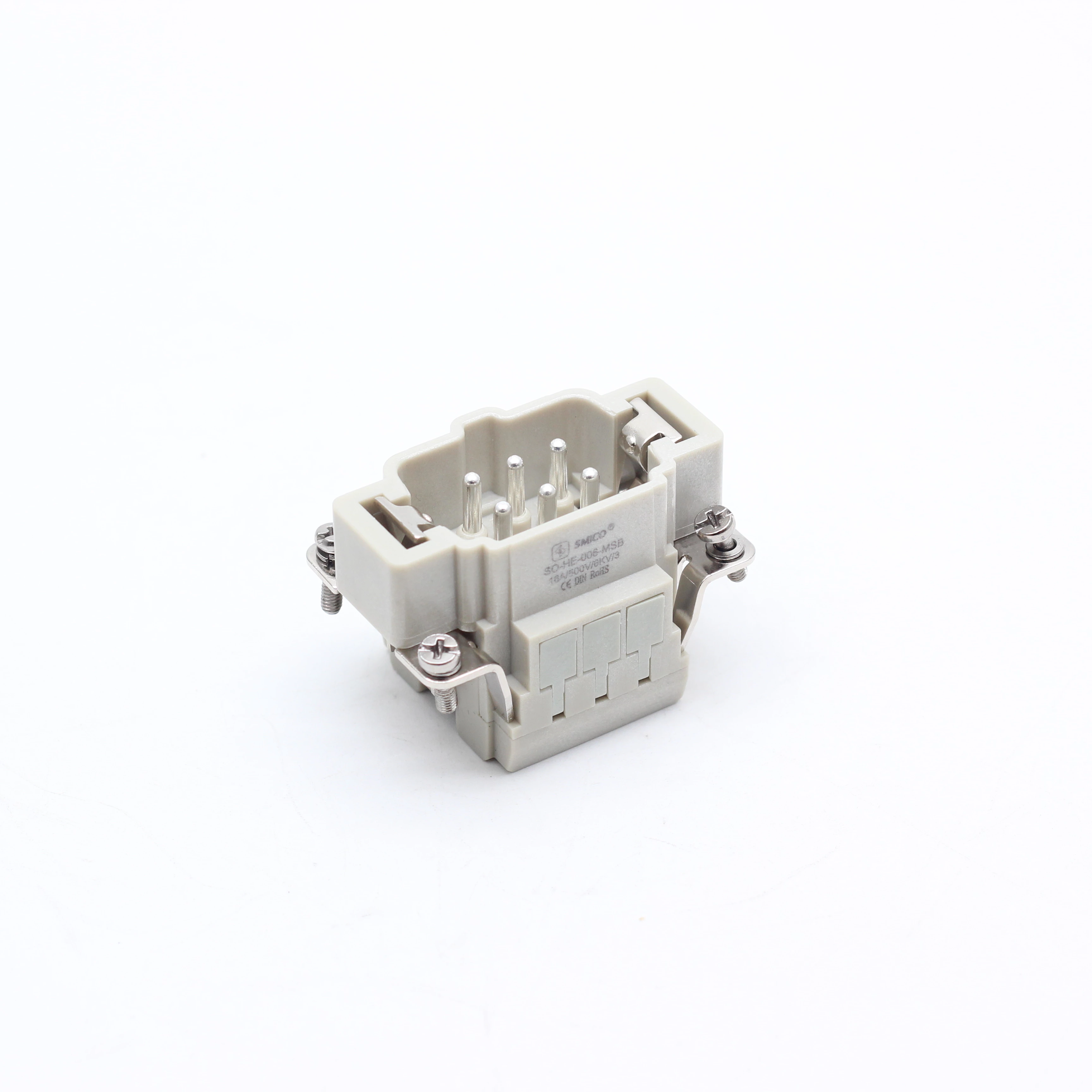 Conector de alta resistencia, 6 pines, 16 A, terminal de resorte, conector rectangular HE-006-MSB