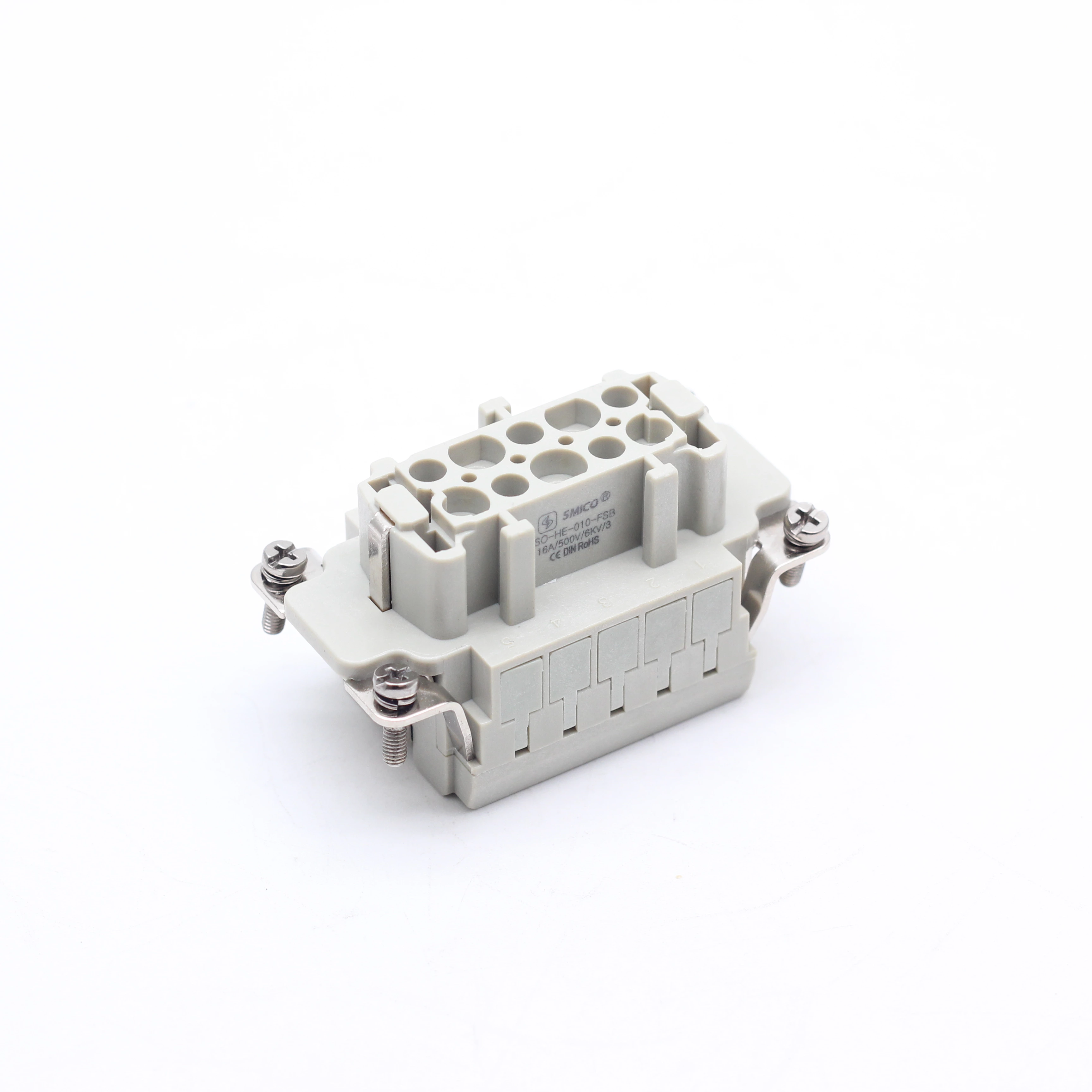 Conector de alta resistencia de 10 pines, 16 A, terminal de resorte de inserción hembra de 10 pines HE-010-FSB