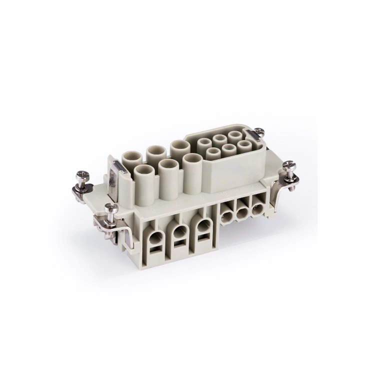 Conector de alta resistencia serie HK, insertos hembra de 12 pines y 40 A y 6 pines y 16 A